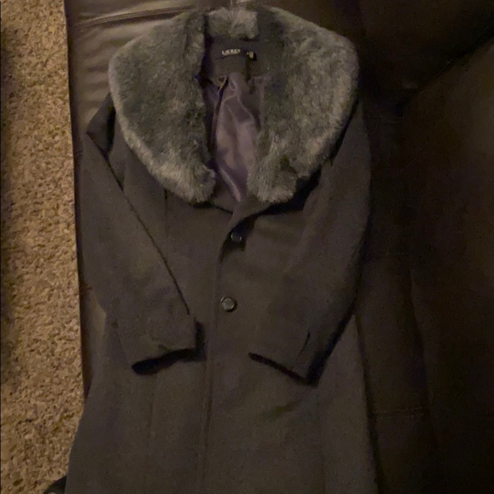 Ralph Lauren grey coat with fur